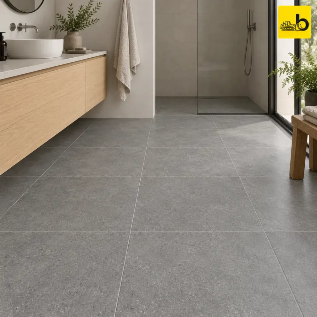 NITCO CRUST RECTUS GRIS Satin Matte Ceramic Floor Tile 300 × 300 mm