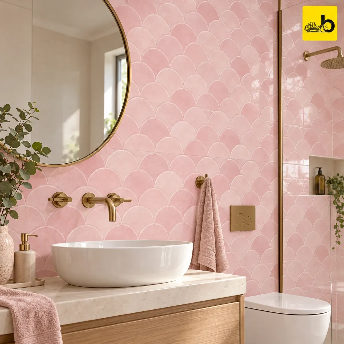 NITCO SCALLOP PINK DECOR Glossy Ceramic Wall Tile 300 × 600 mm