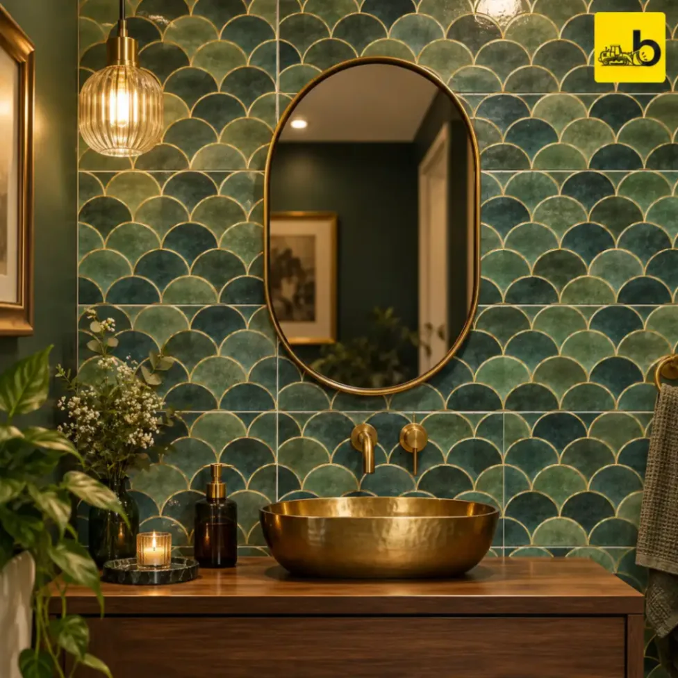 NITCO SCALLOP GREEN DECOR Glossy Ceramic Wall Tile 300 × 600 mm