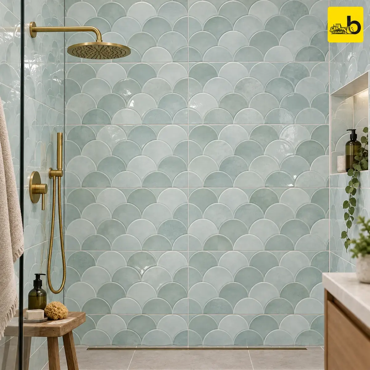 NITCO SCALLOP BLUE DECOR Glossy Ceramic Wall Tile 300 × 600 mm