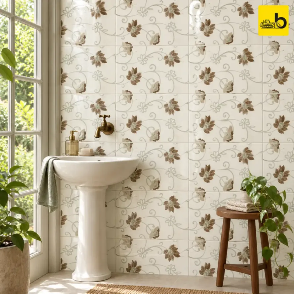 NITCO CREST GREEN DECOR Glossy Ceramic Wall Tile 300 × 450 mm