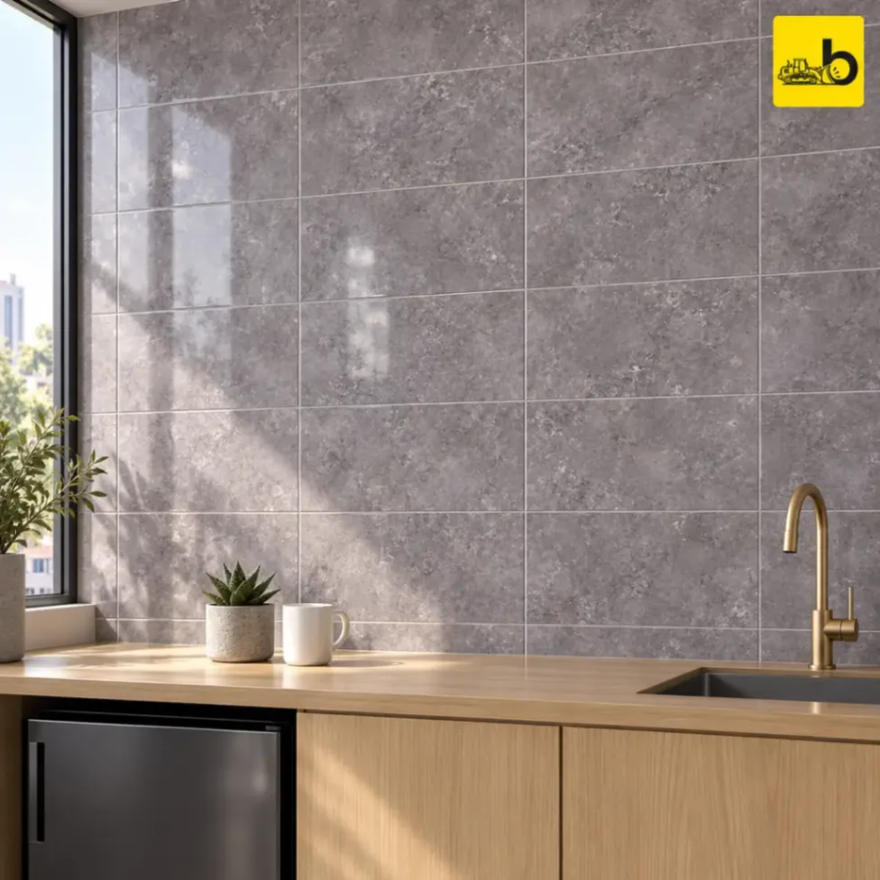 NITCO SWISH GREY Glossy Ceramic Wall Tile 300 × 450 mm