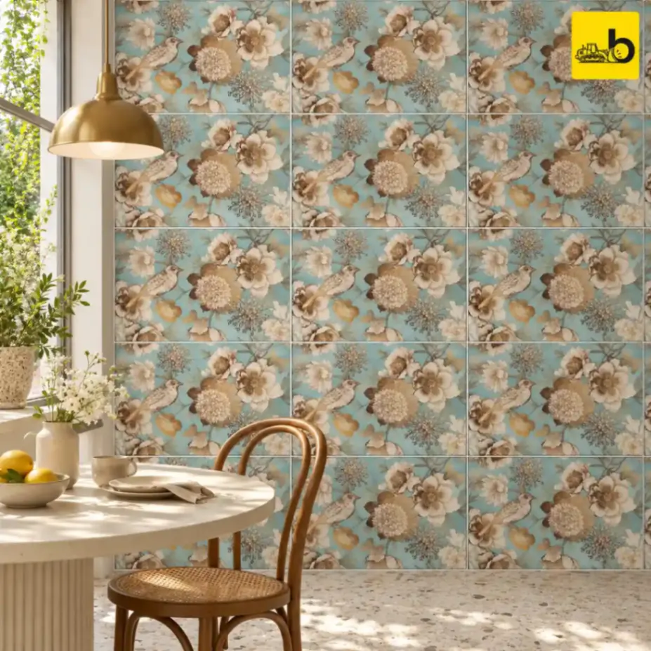NITCO PERINI GOLDEN SPARROW DECOR Satin Matte Ceramic Wall Tile 300 × 450 mm