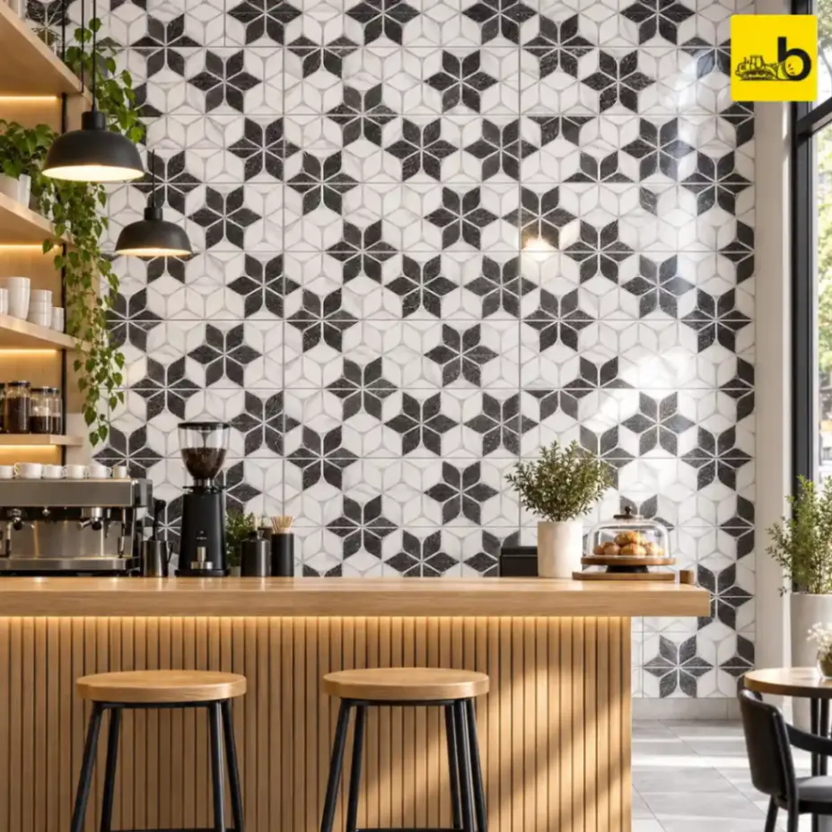 NITCO CALYPSO BW DECOR Glossy Ceramic Wall Tile 300 × 450 mm
