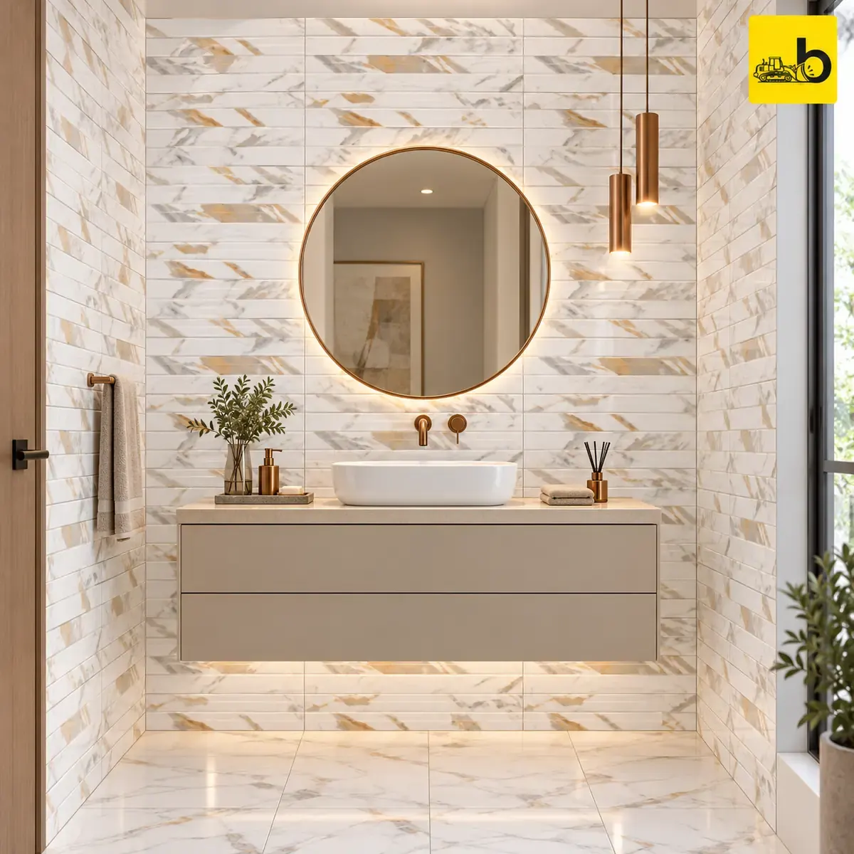 NITCO ORRO GOLD DECOR 1 Glossy Ceramic Wall Tile 300 × 450 mm