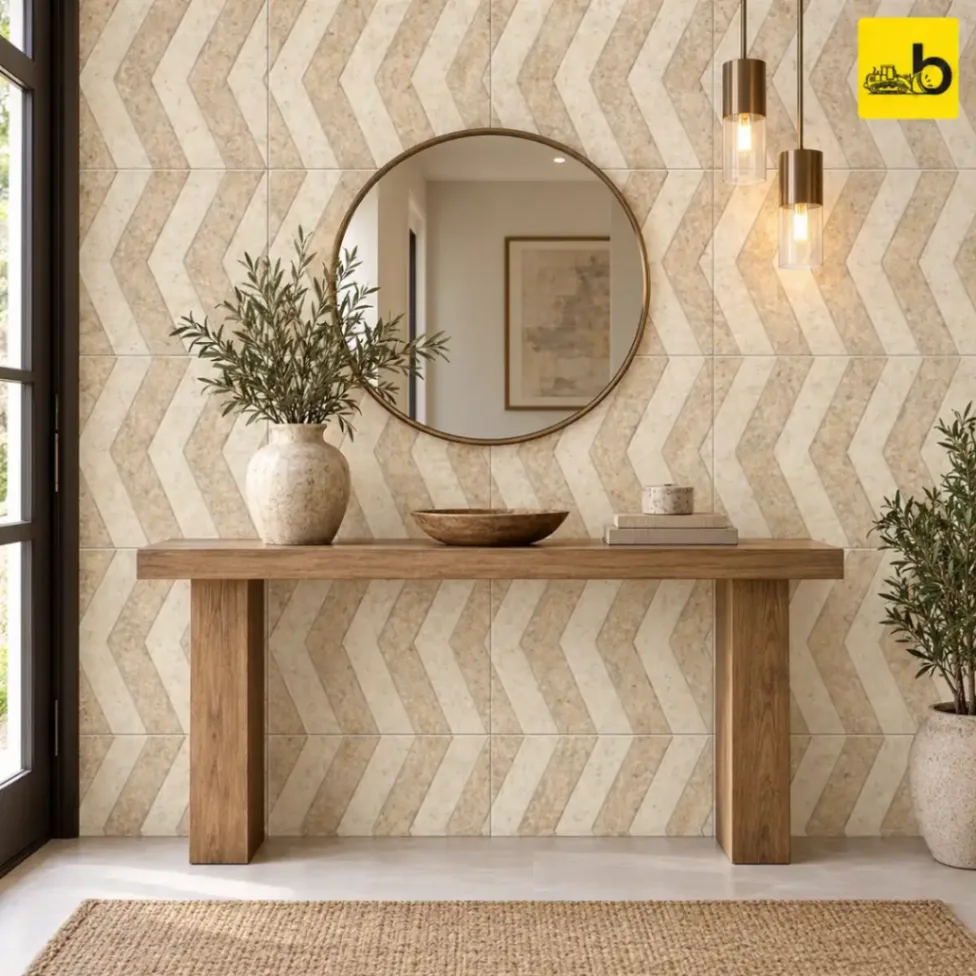 NITCO OMANI GREY DECOR Glossy Ceramic Wall Tile 300 × 450 mm