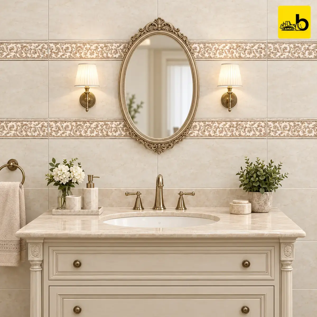 NITCO OSLO BEIGE DECOR Glossy Ceramic Wall Tile 300 × 450 mm