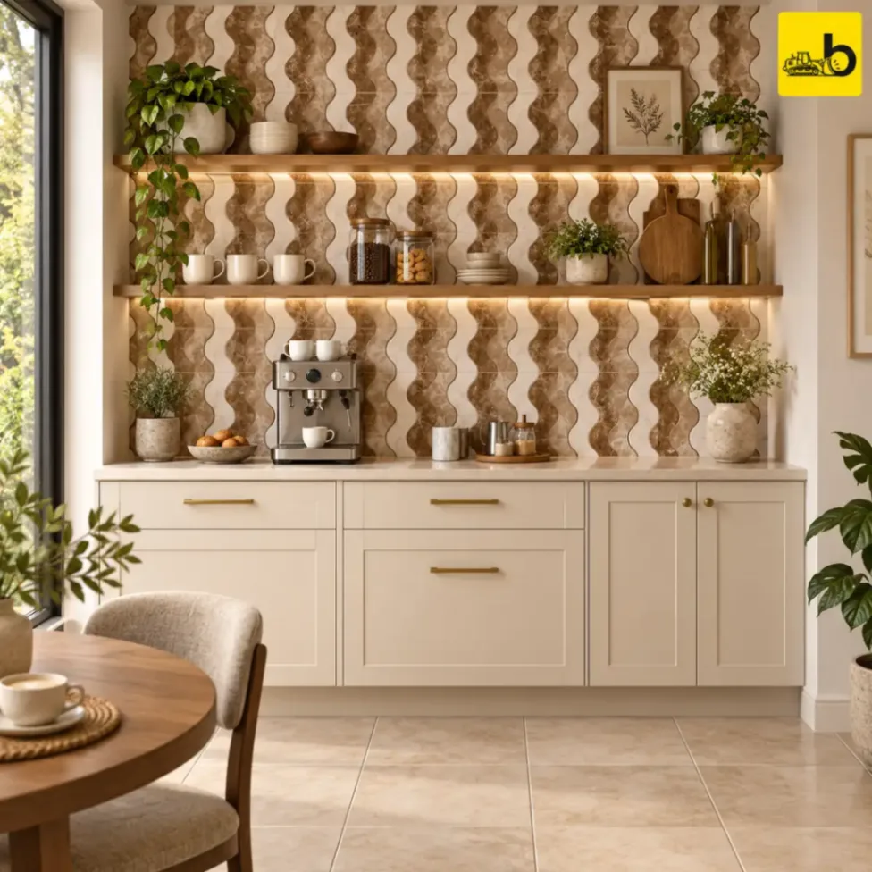 NITCO EMPERA BROWN DECOR Glossy Ceramic Wall Tile 300 × 450 mm