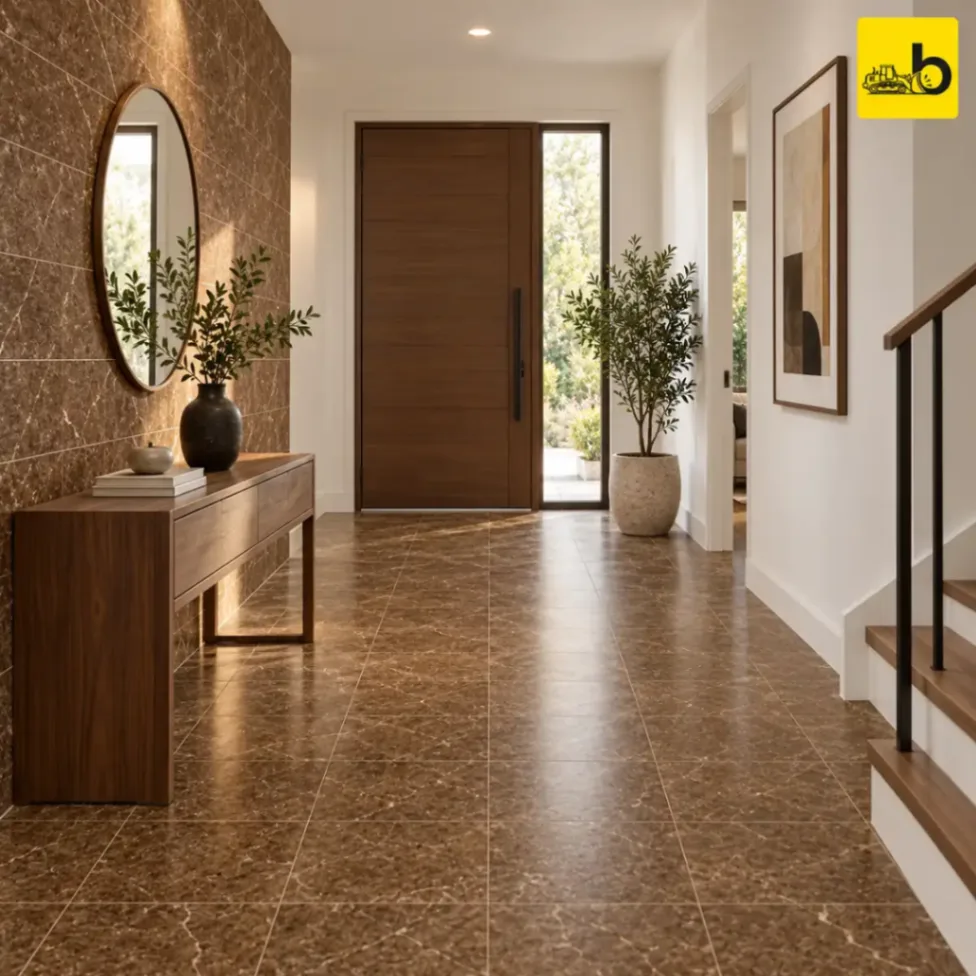 NITCO CRUST EMPERA BROWN Satin Matte Ceramic Floor Tile 300 × 300 mm