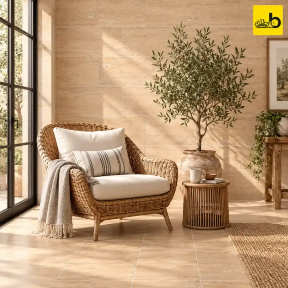 NITCO CRUST TRAVERTINE ECSTACY Satin Matte Ceramic Floor Tile 300 × 300 mm