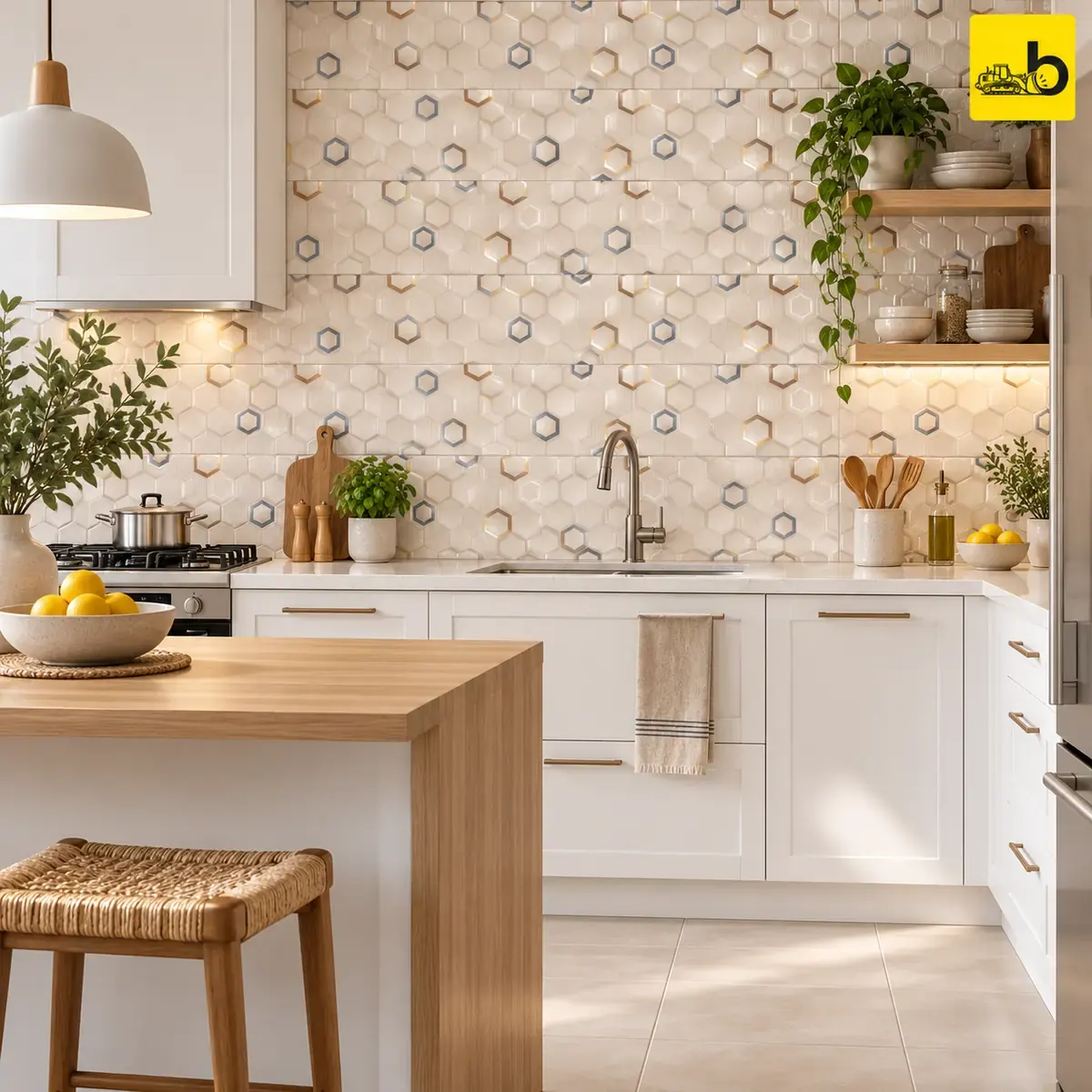 NITCO HEX BEIGE DECOR Glossy Ceramic Wall Tile 300 × 450 mm