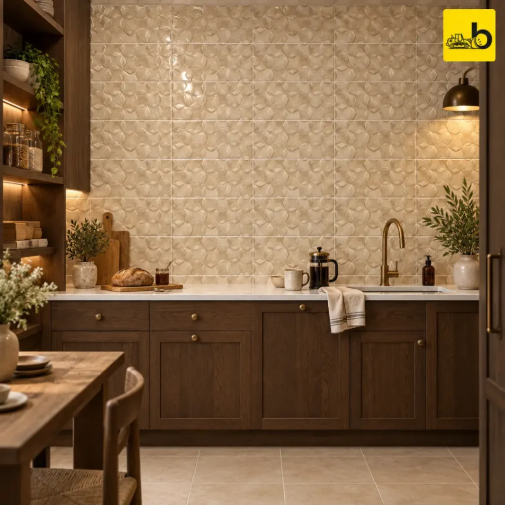 NITCO OMANI BEIGE DECOR Glossy Ceramic Wall Tile 300 × 450 mm