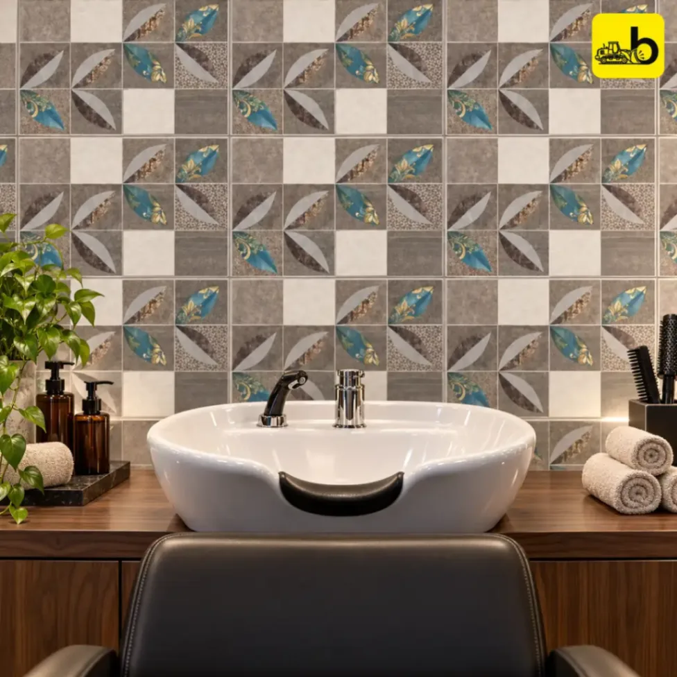 NITCO FONDI GREY DECOR Glossy Ceramic Wall Tile 300 × 450 mm