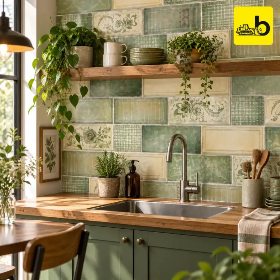 NITCO ORSON GREEN DECOR Glossy Ceramic Wall Tile 300 × 450 mm