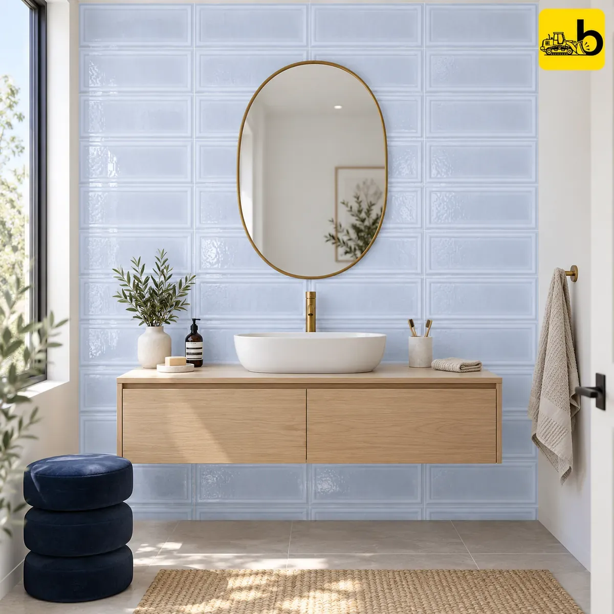 NITCO CEYLON BLUE LT Glossy Ceramic Wall Tile 300 × 450 mm