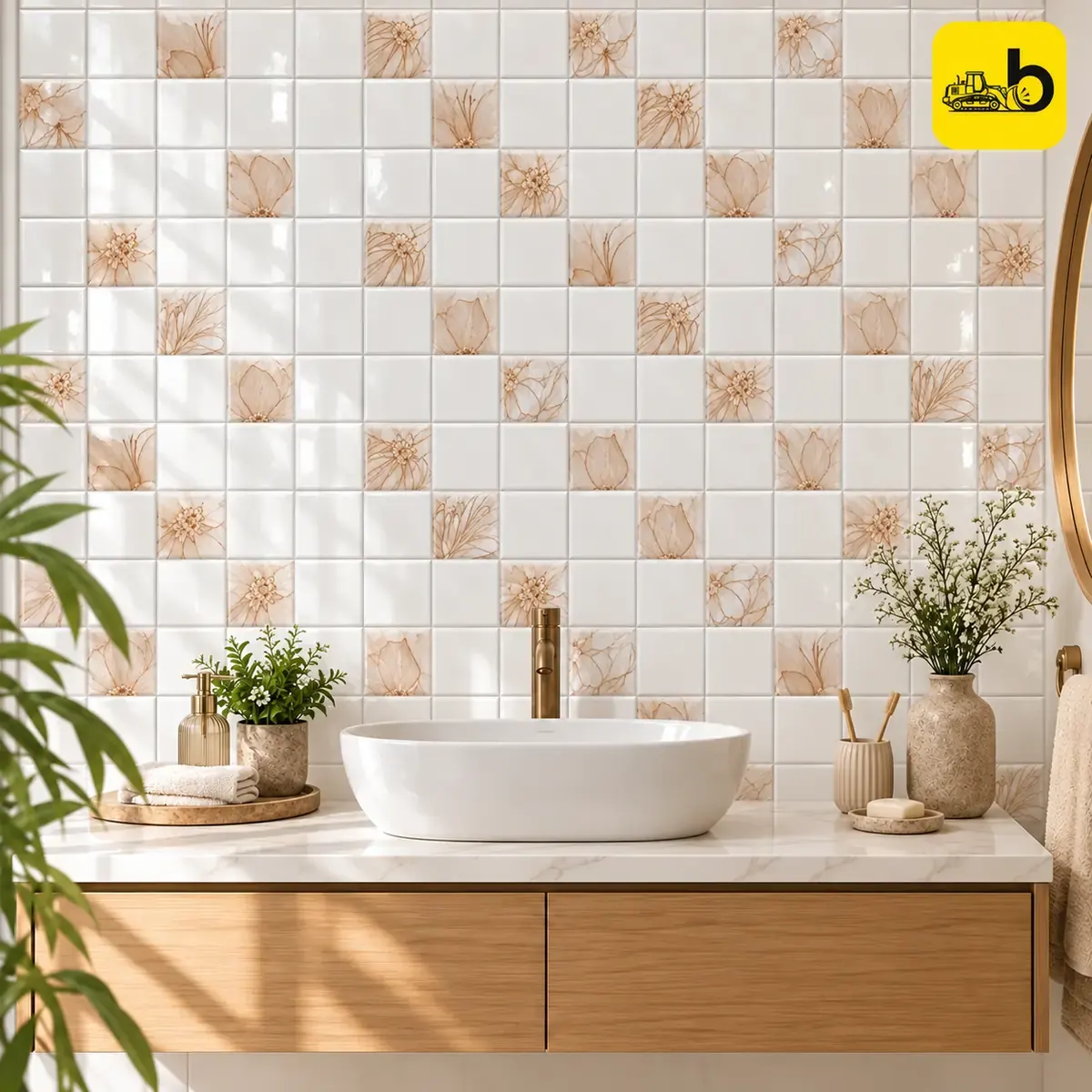 NITCO EBON TAN DECOR Glossy Ceramic Wall Tile 300 × 450 mm