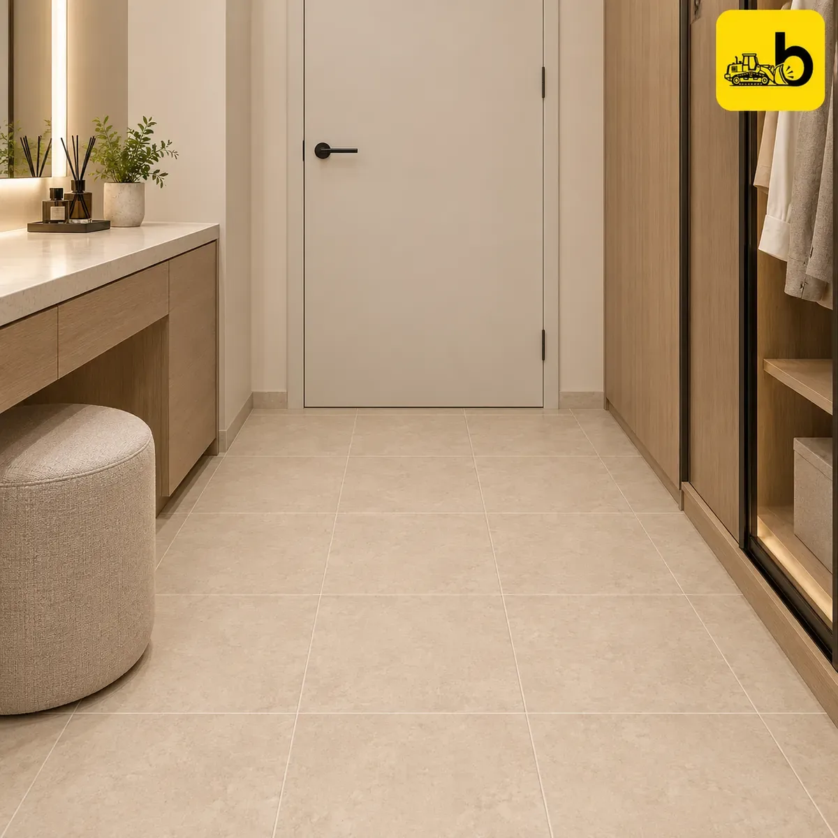 NITCO CRUST CHEVRON BAIGE Satin Matte Ceramic Floor Tile 300 × 300 mm