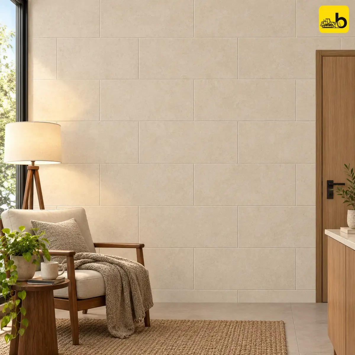 NITCO CHEVRON BAIGE Rustic Ceramic Wall Tile 300 × 600 mm