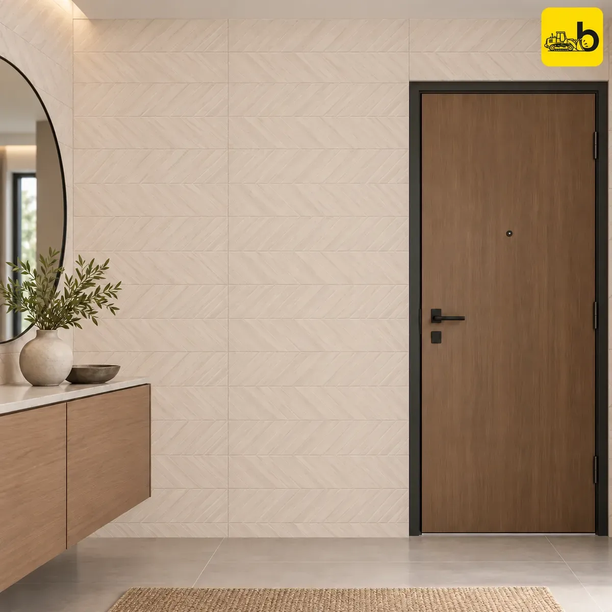 NITCO CHEVRON BAIGE DECOR Rustic Ceramic Wall Tile 300 × 600 mm