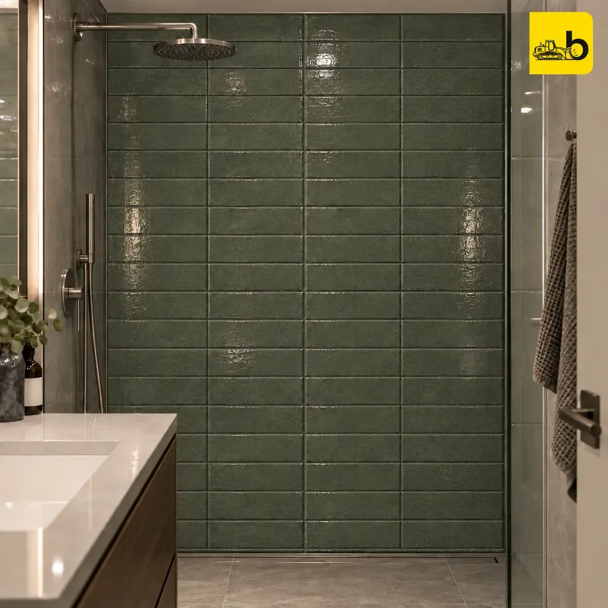 NITCO OLIVE DK Glossy Ceramic Wall Tile 300 × 600 mm