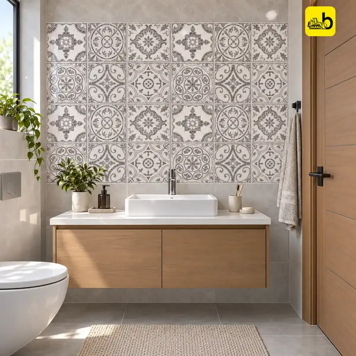 NITCO CASCADE GREY DECOR NEW Glossy Ceramic Wall Tile 300 × 450 mm